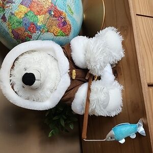 Build a Bear Polar Bear with fishing rod